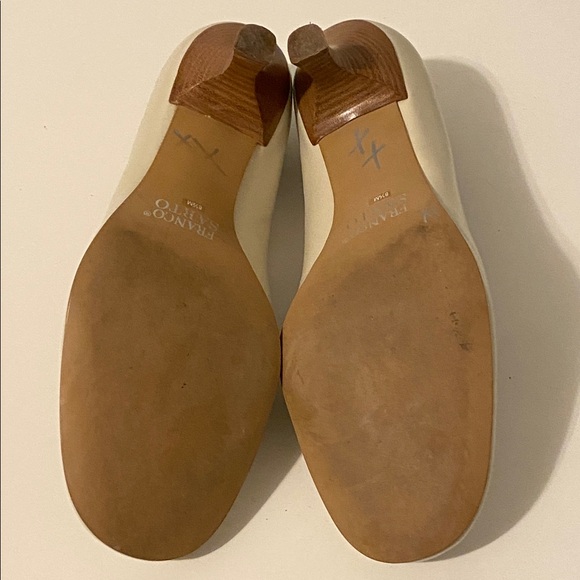 Franco Sarto Leather Round Toe Kitten Heel Pumps 8 1/2 Cream - Picture 10 of 10
